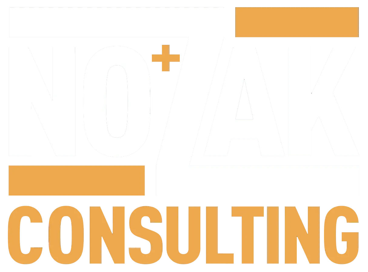 Nozak Consulting Logo White and Orange