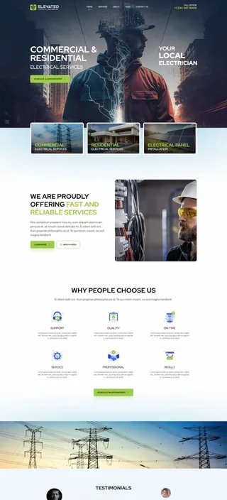 Elevated Electrical Services website designed by Nozak Consulting